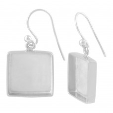 Square shape silver blank bezel cup casting earring for stone setting